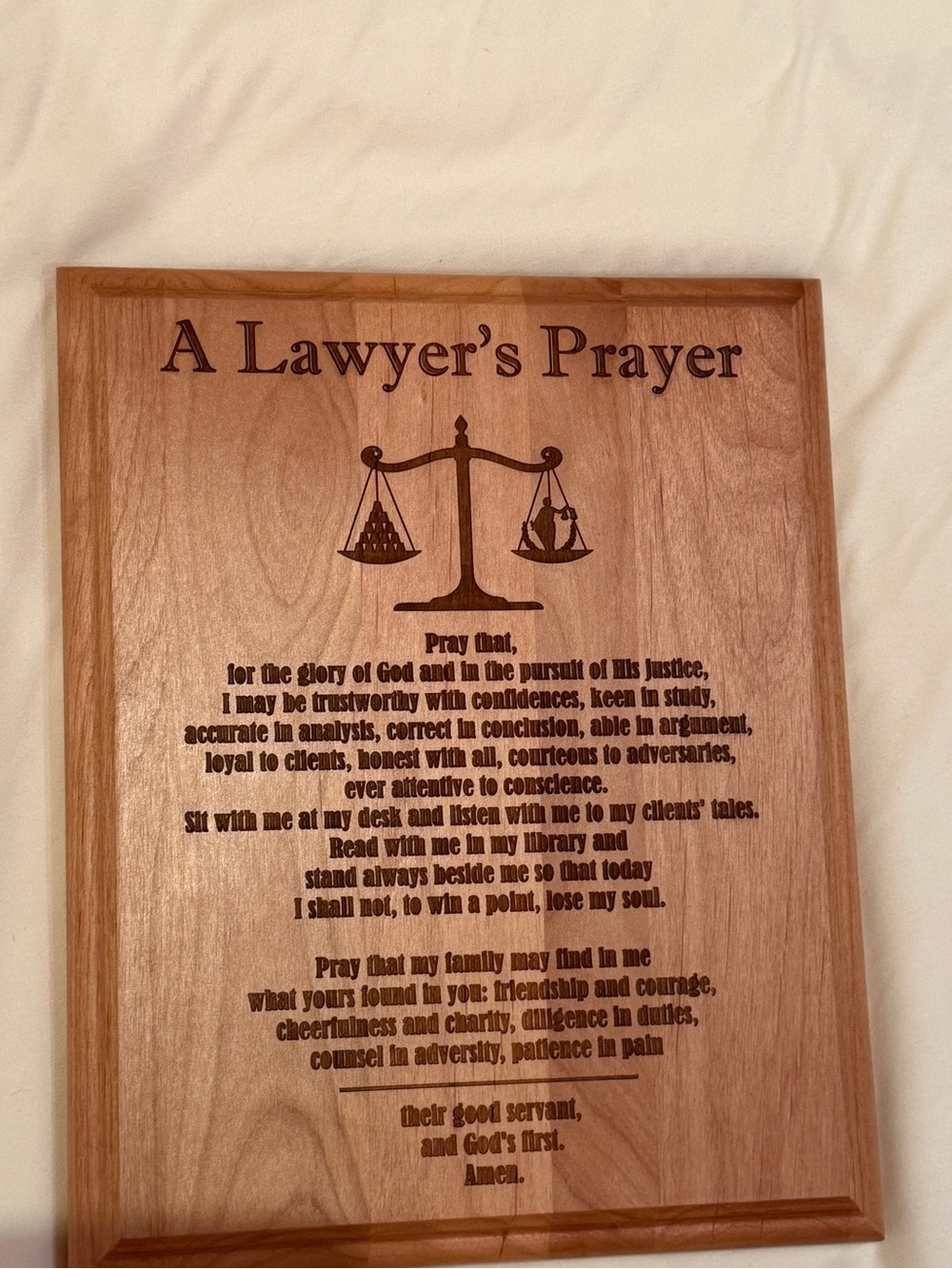 Lawyer’s Prayer Wooden Plaque
